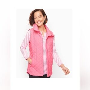 T by TALBOTS QUILTED MICRO VEST HOT PINK